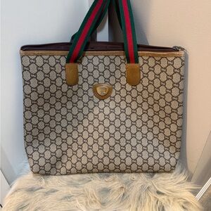 Gucci GG Plus Tote Sherry Line Vintage Beige COA